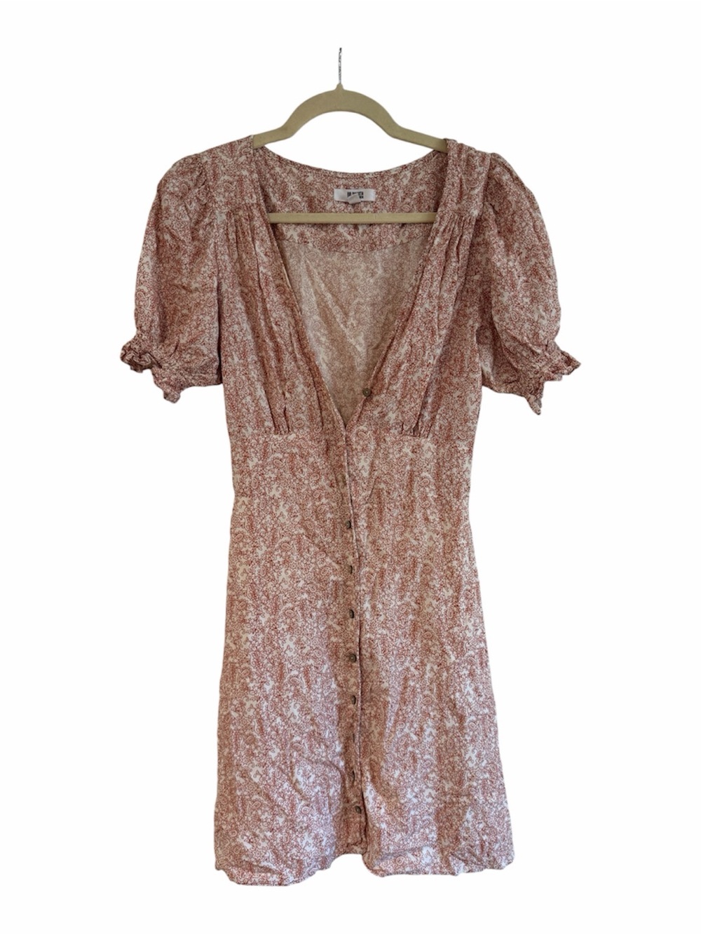 BB Dakota Pink Floral Button-Front Mini Dress